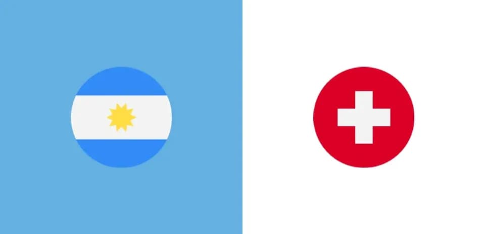 Banderas de Argentina y Suiza lado a lado