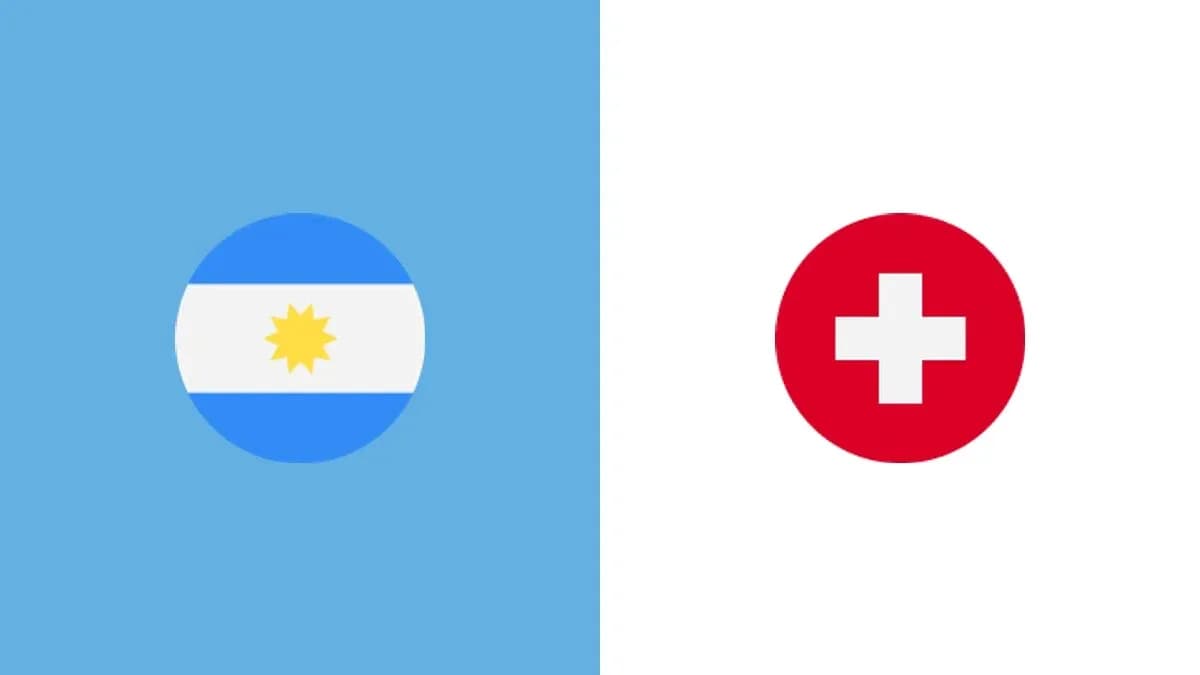 Banderas de Argentina y Suiza lado a lado