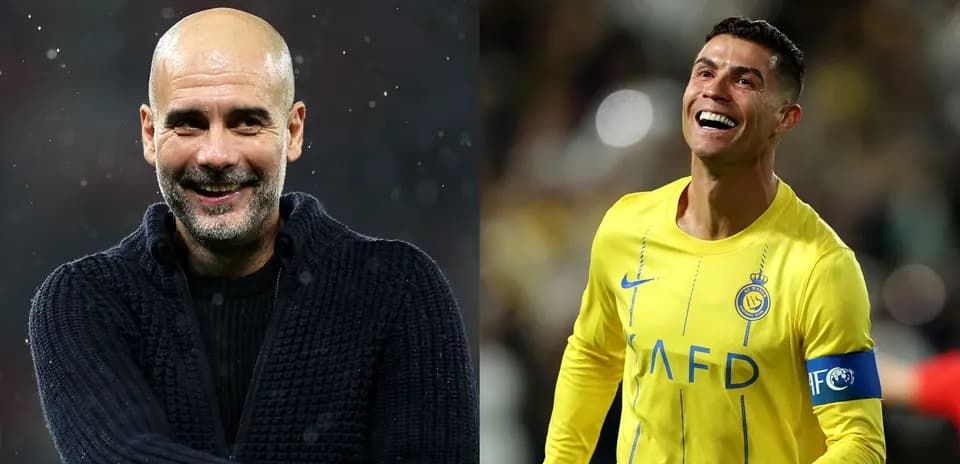 Pep Guardiola y Cristiano Ronaldo sonrientes en evento