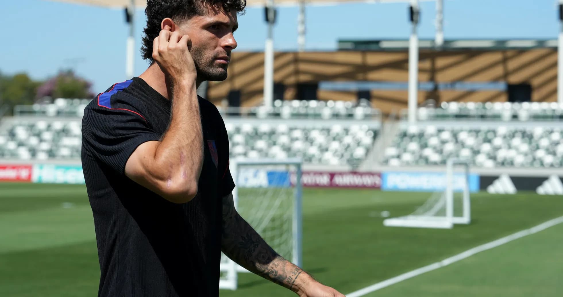 Jugador durante el entrenamiento de la selección