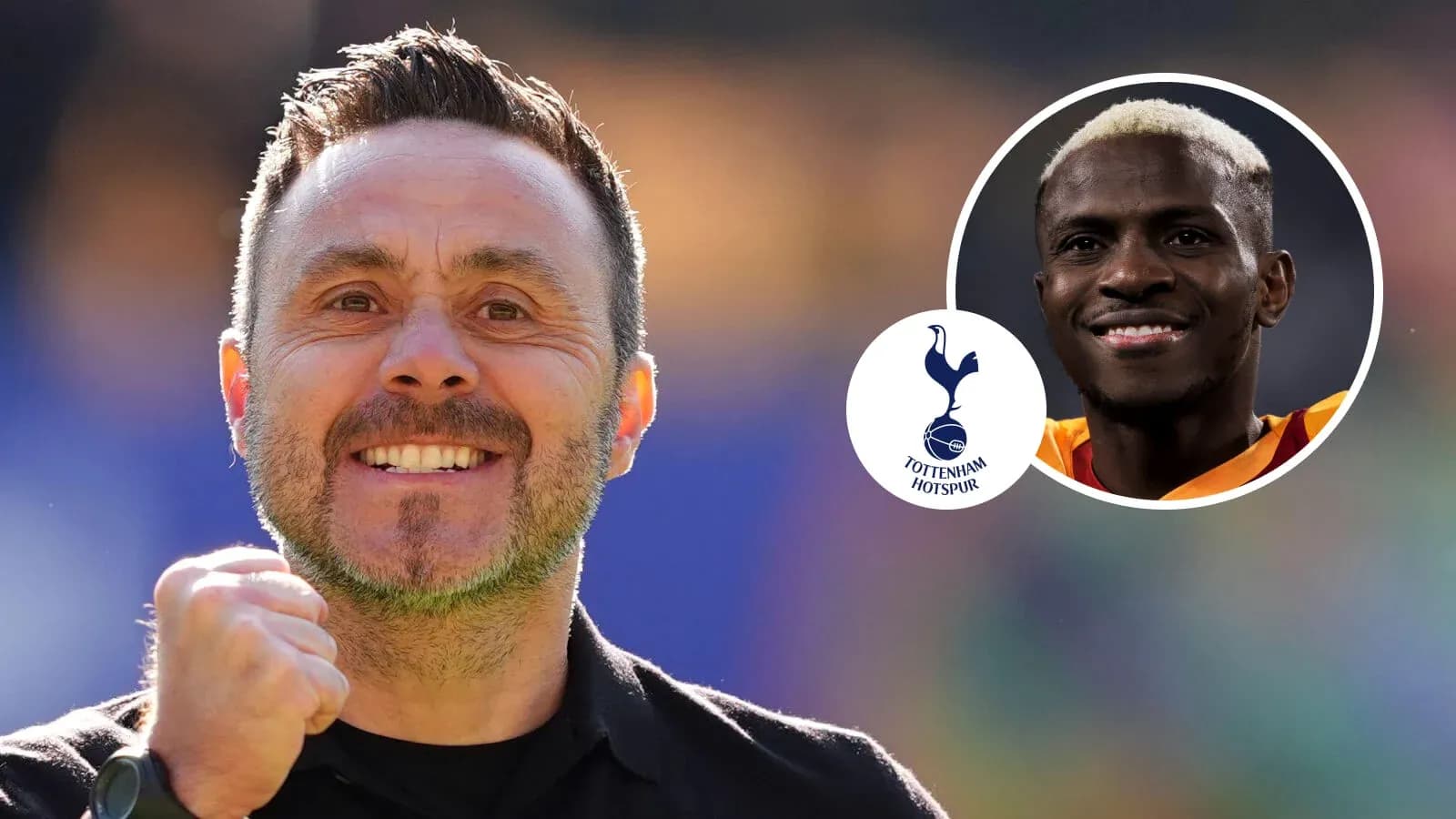 Entrenador sonriente de Tottenham Hotspur en celebración