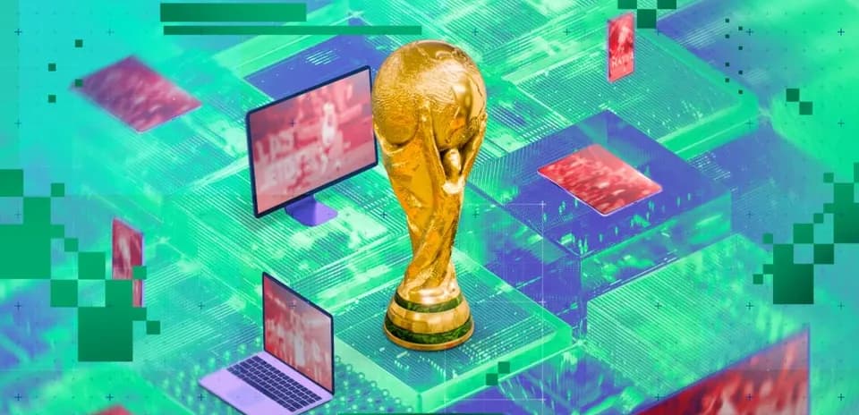 Trofeo de la Copa del Mundo con pantallas digitales