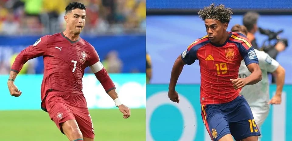Cristiano Ronaldo y jugador español en acción