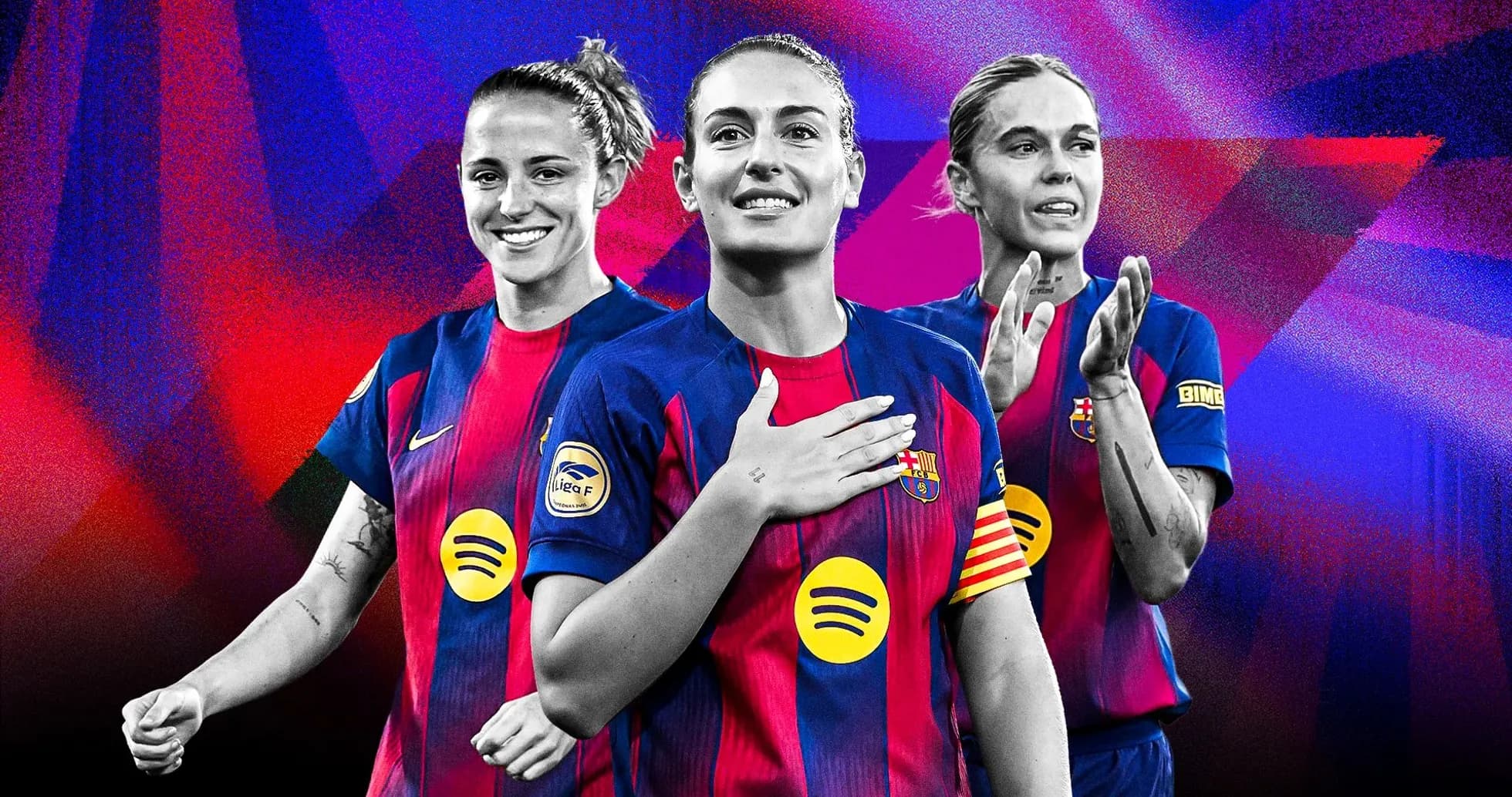 Jugadoras del FC Barcelona en uniforme de equipo