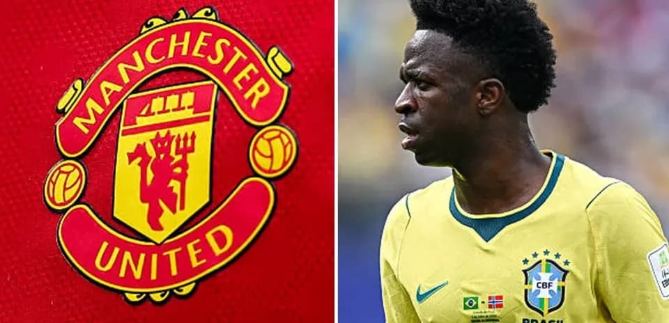 Logotipo de Manchester United y jugador en acción