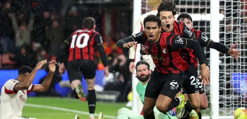 Celebración del gol de Bournemouth en el partido
