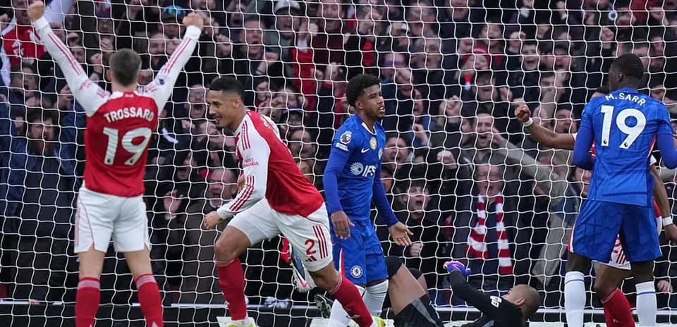 Celebración del gol de Arsenal contra Chelsea