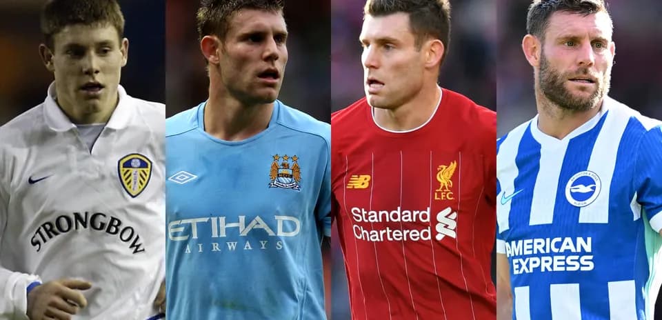 Cuatro imágenes de un jugador de fútbol en diferentes equipos