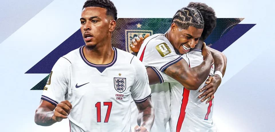 Jugadores de Inglaterra celebrando en el campo