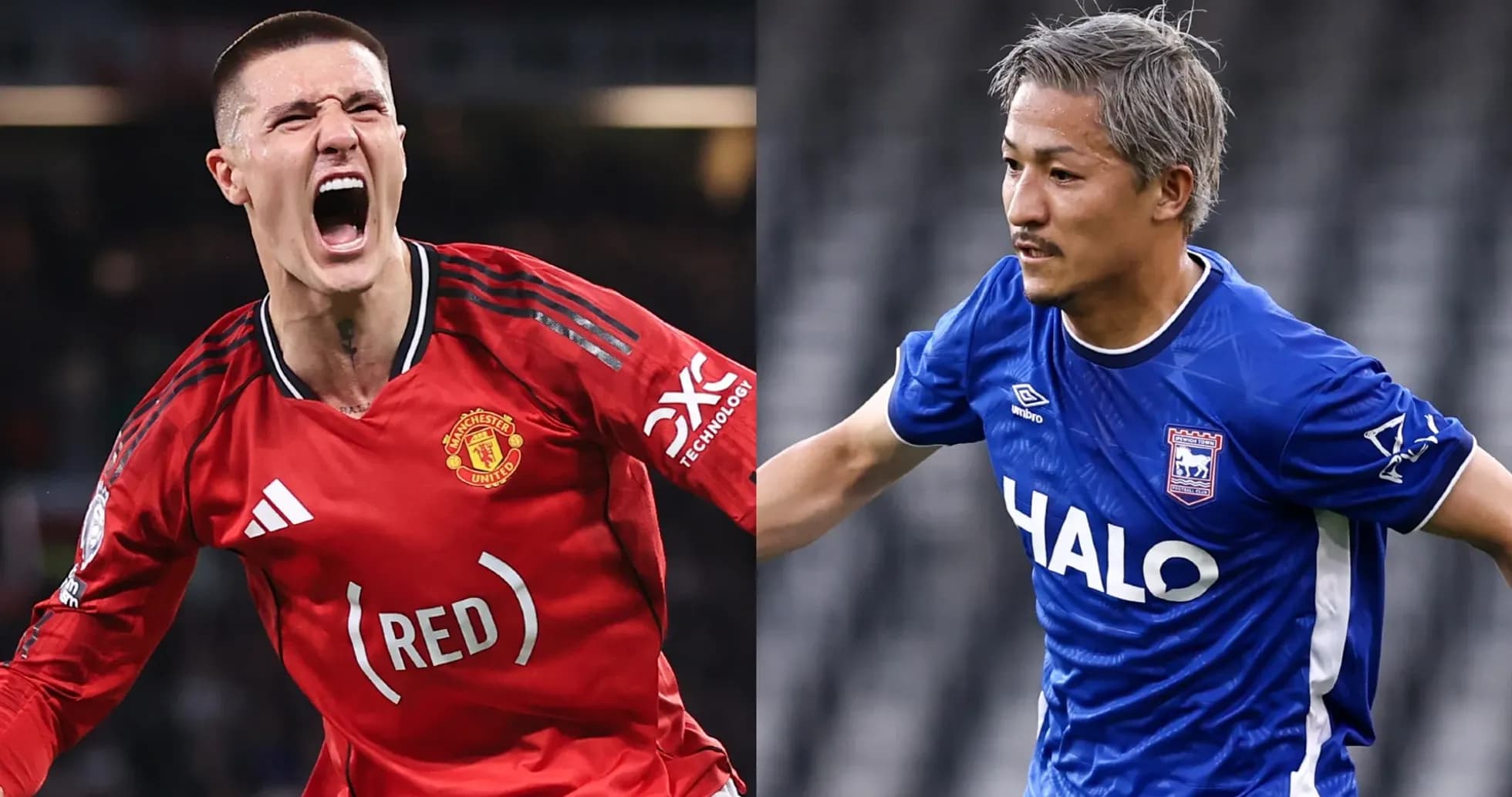 Jugadores de Manchester United e Ipswich celebrando