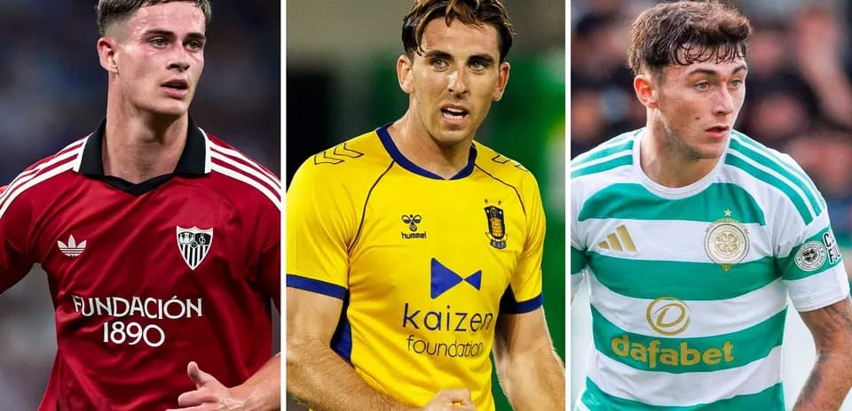 Tres futbolistas en sus respectivas camisetas de clubes