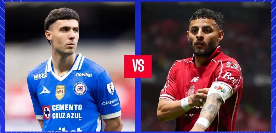 Jugadores de Cruz Azul y Toluca en el partido