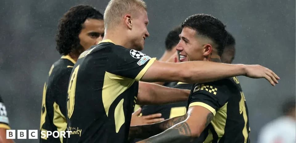 Jugadores celebrando un gol en partido de Champions