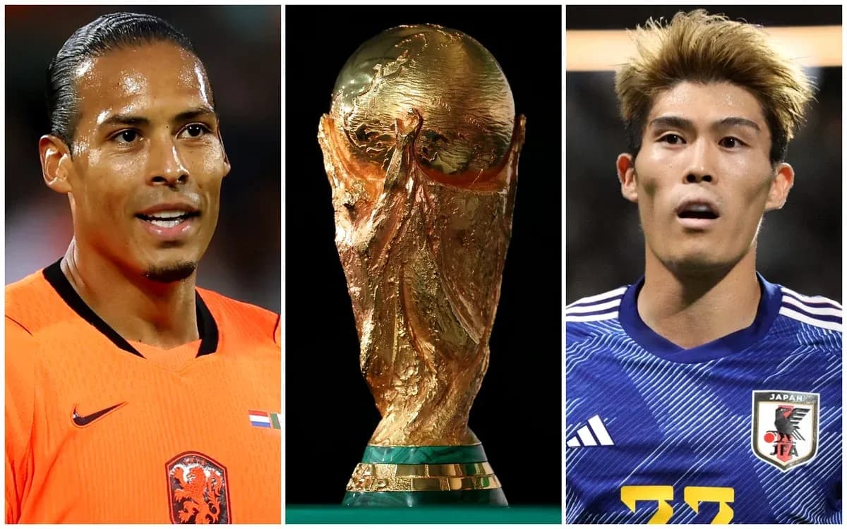 Jugadores de los Países Bajos y Japón con el trofeo