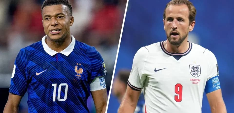 Kylian Mbappé y Harry Kane en el partido