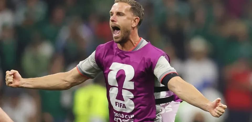 Jugador celebrando durante el partido de la Copa Mundial
