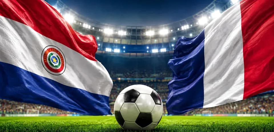 Banderas de Paraguay y Francia en el campo