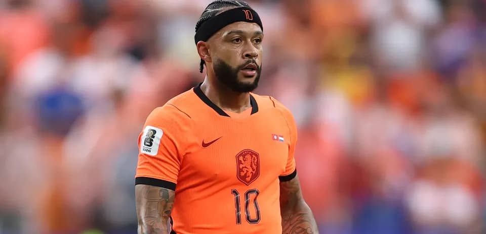 Jugador de la selección holandesa en uniforme naranja