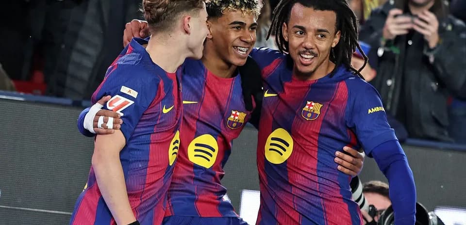 Jugadores del FC Barcelona celebrando un gol