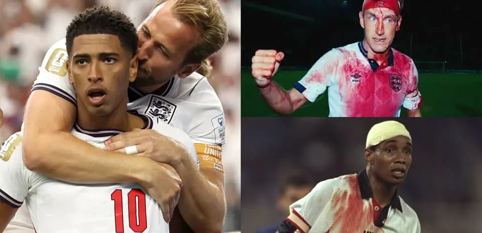 Jugadores de Inglaterra en diferentes momentos de partidos