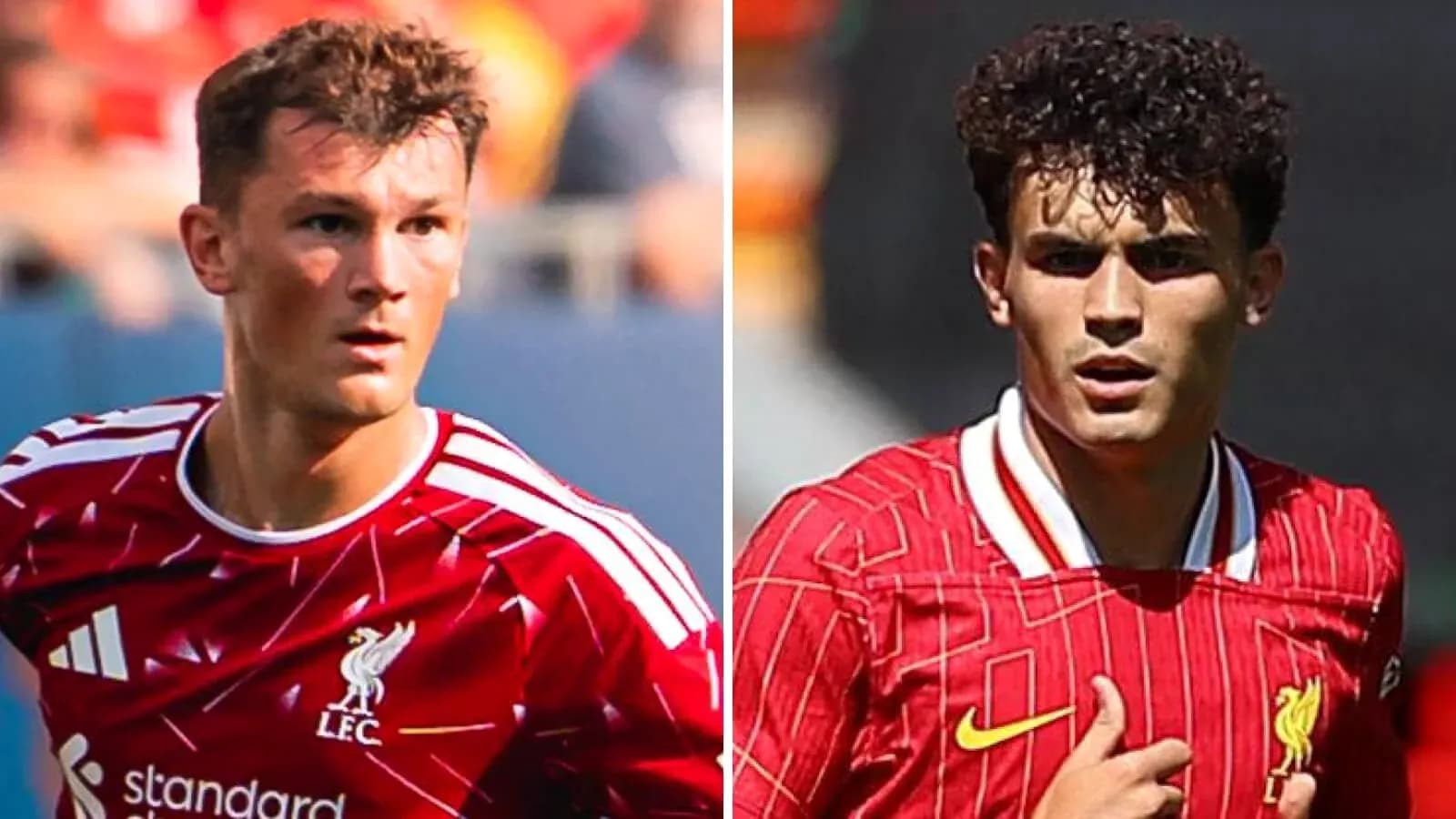 Dos jugadores de Liverpool en sus camisetas rojas