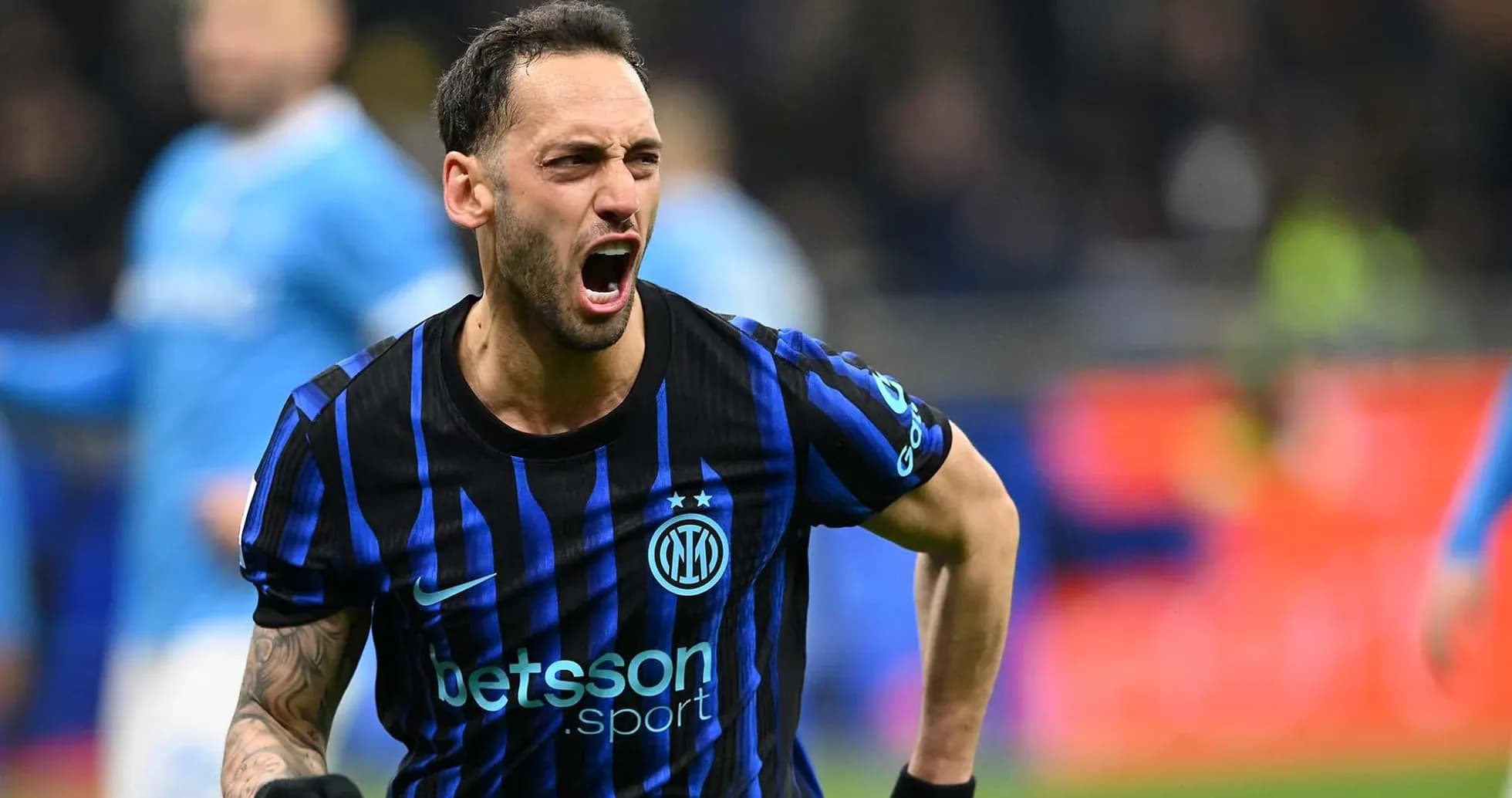 Jugador de Inter celebrando un gol contra Napoli