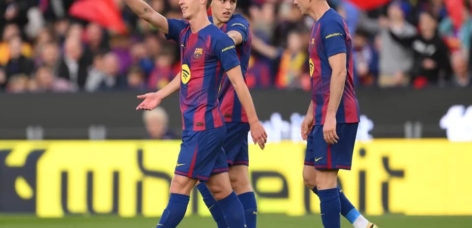 Jugadores del Barcelona celebrando en el partido