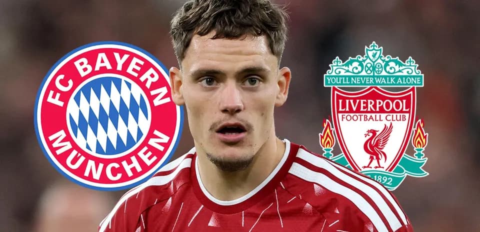 Jugador con camisetas de Bayern y Liverpool en fondo
