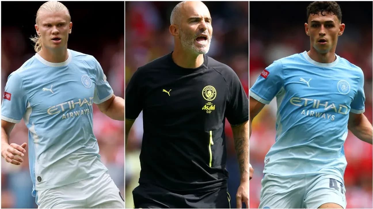 Tres jugadores de Manchester City en el campo