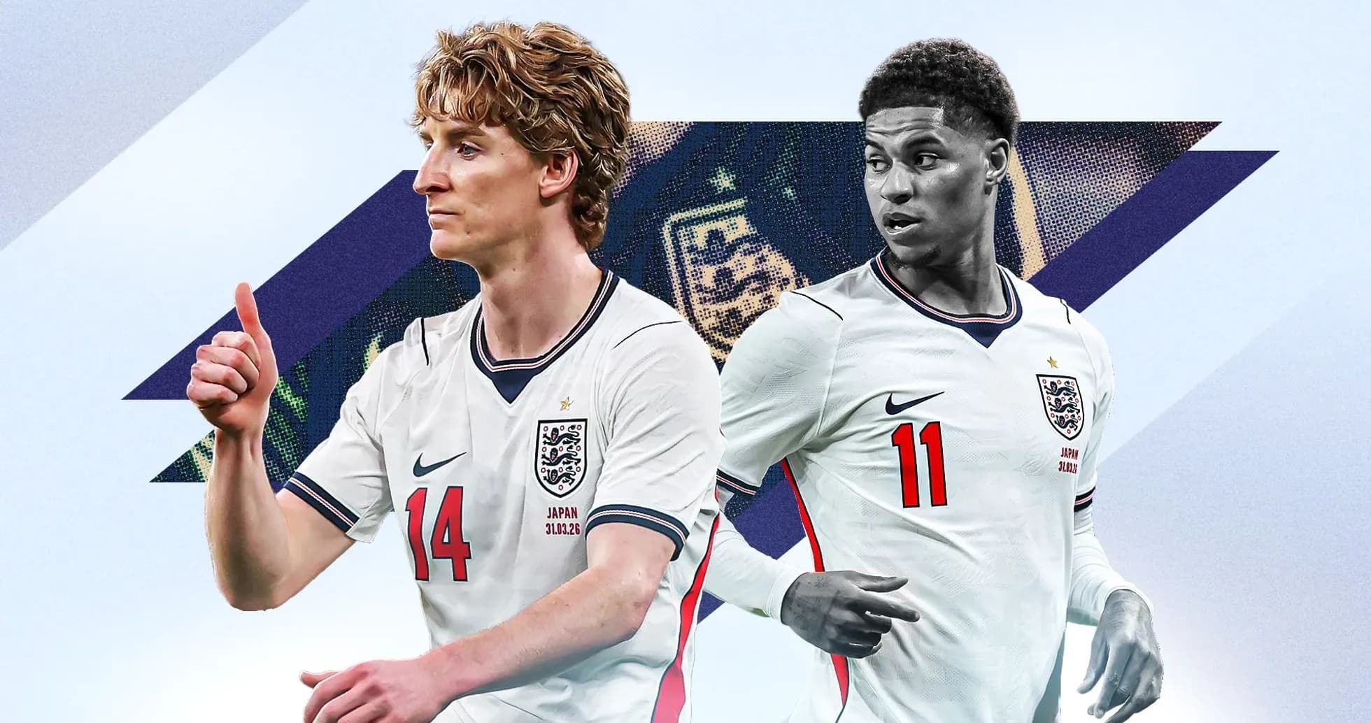 Dos jugadores de Inglaterra en camiseta blanca