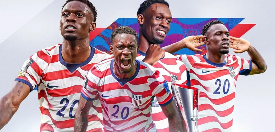 Jugador de Estados Unidos en camiseta rayada celebrando
