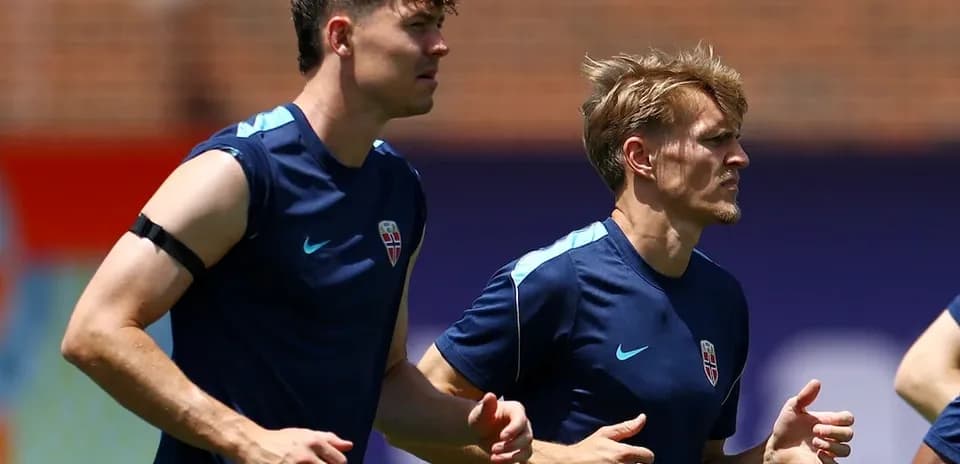 Jugadores noruegos entrenando para el Mundial