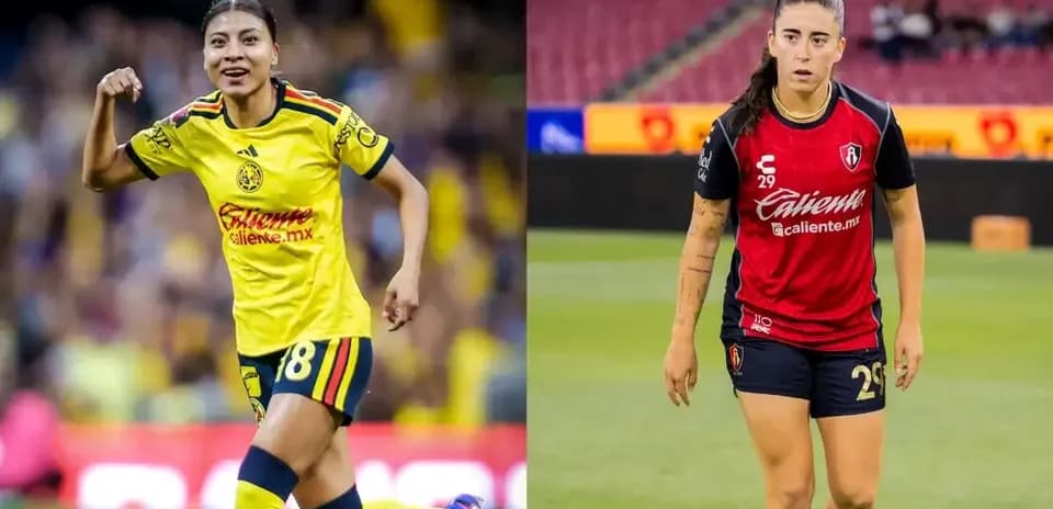 Jugadoras de América y Atlas durante el partido