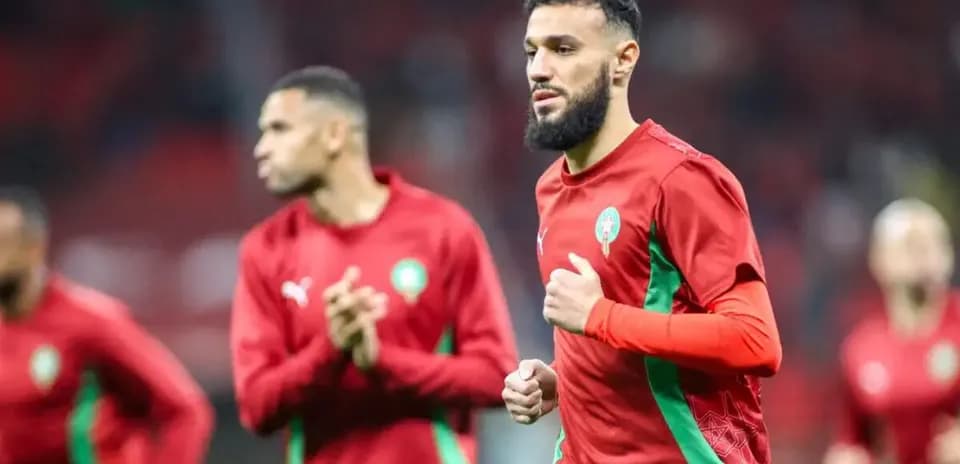 Jugadores de Marruecos calentando antes del partido