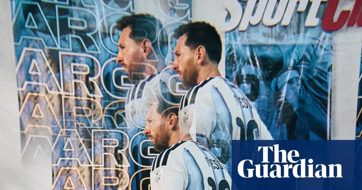 Jugador argentino con camiseta de la selección en fondo gráfico