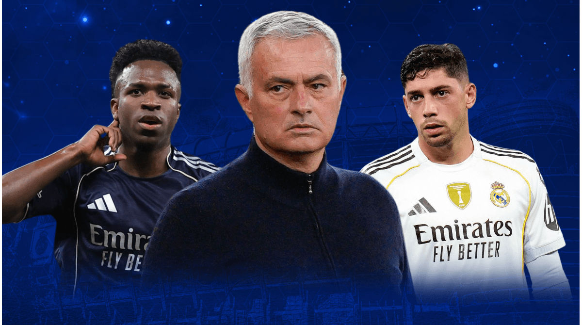 Vinícius Jr., José Mourinho y Fede Valverde juntos