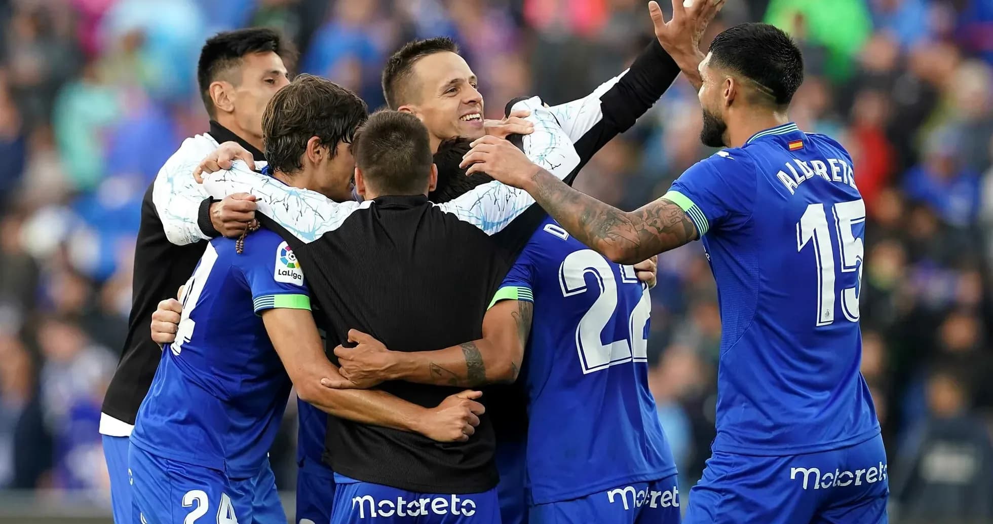 Celebración de jugadores de Getafe en el partido