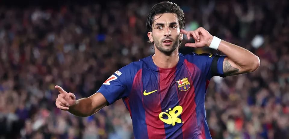 Jugador de Barcelona celebrando un gol en el estadio