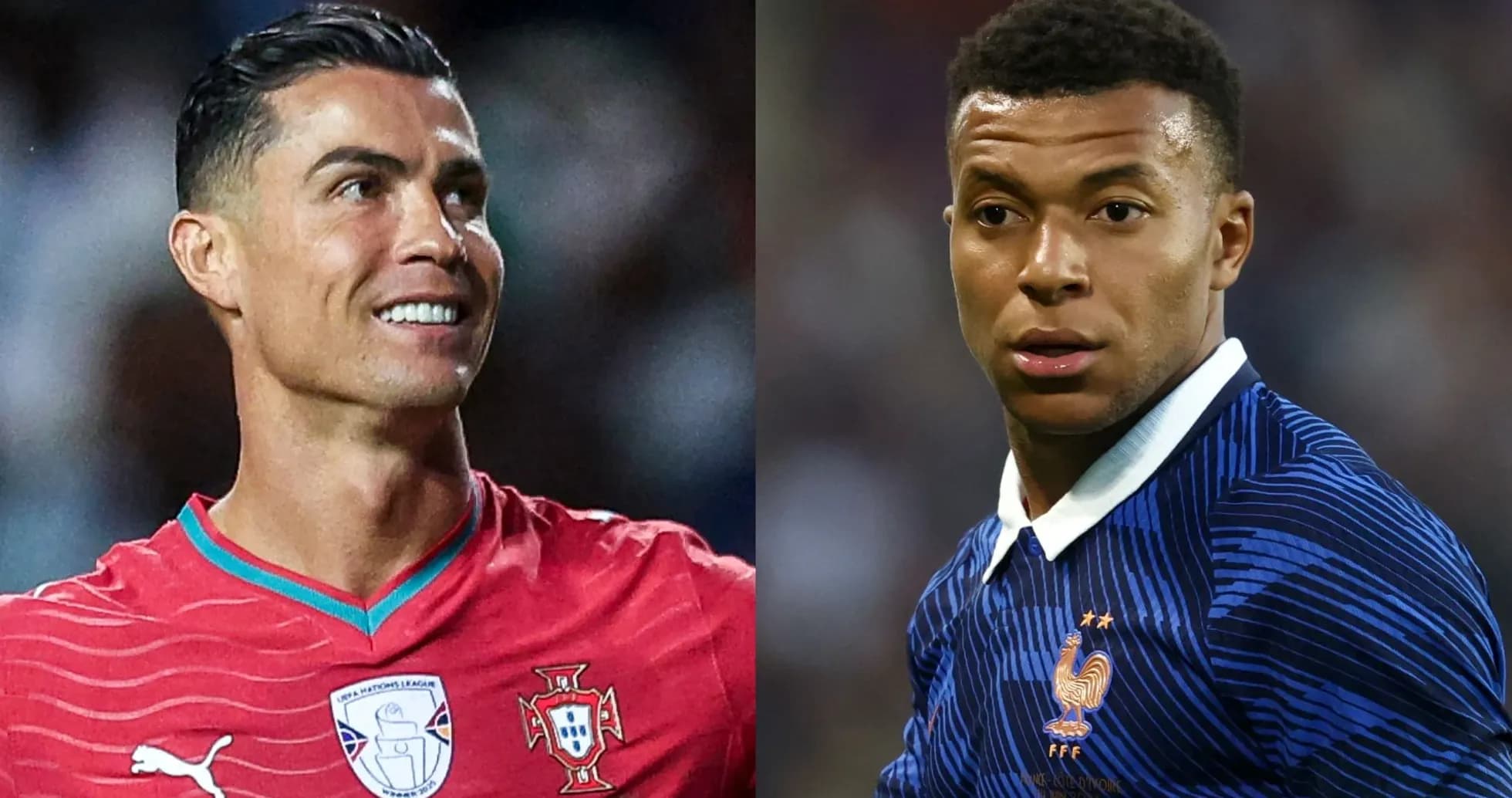 Cristiano Ronaldo y Kylian Mbappé en uniforme de selecciones