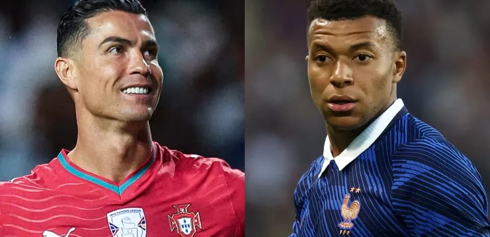 Cristiano Ronaldo y Kylian Mbappé en uniforme de selecciones