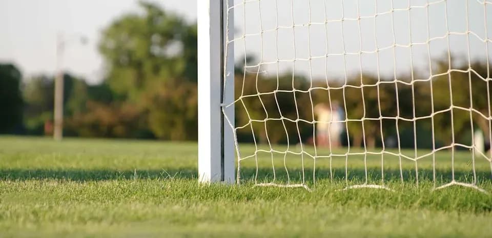 Red de una portería de fútbol en el campo