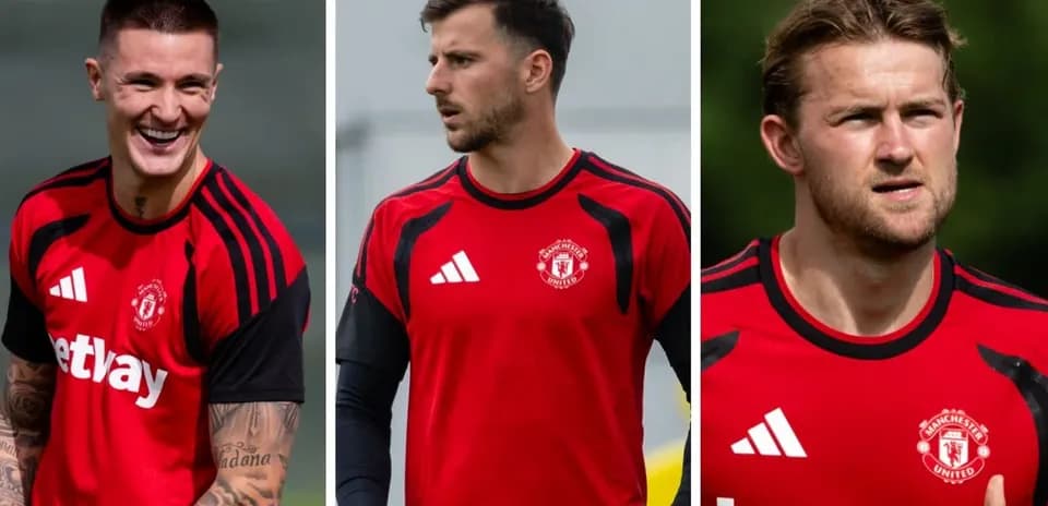 Tres jugadores de Manchester United en entrenamiento