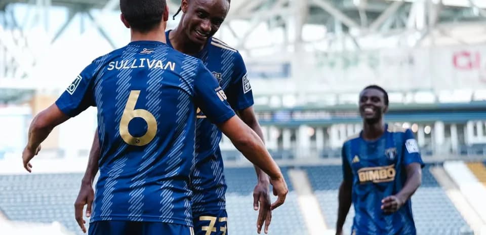 Jugadores del Philadelphia Union II celebrando un gol
