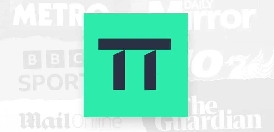 Logotipo de medio de comunicación en fondo colorido