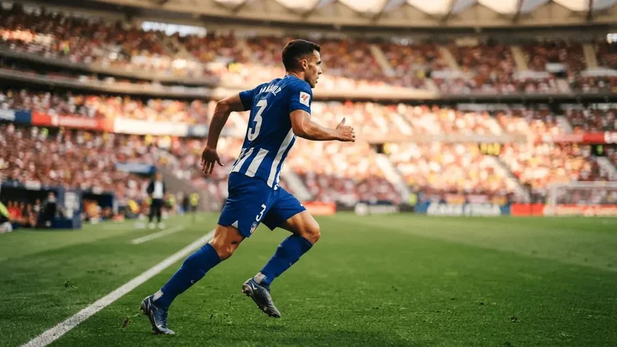 Jugador corriendo por la banda en el estadio
