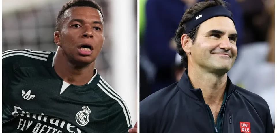 Kylian Mbappé y Roger Federer en retratos separados