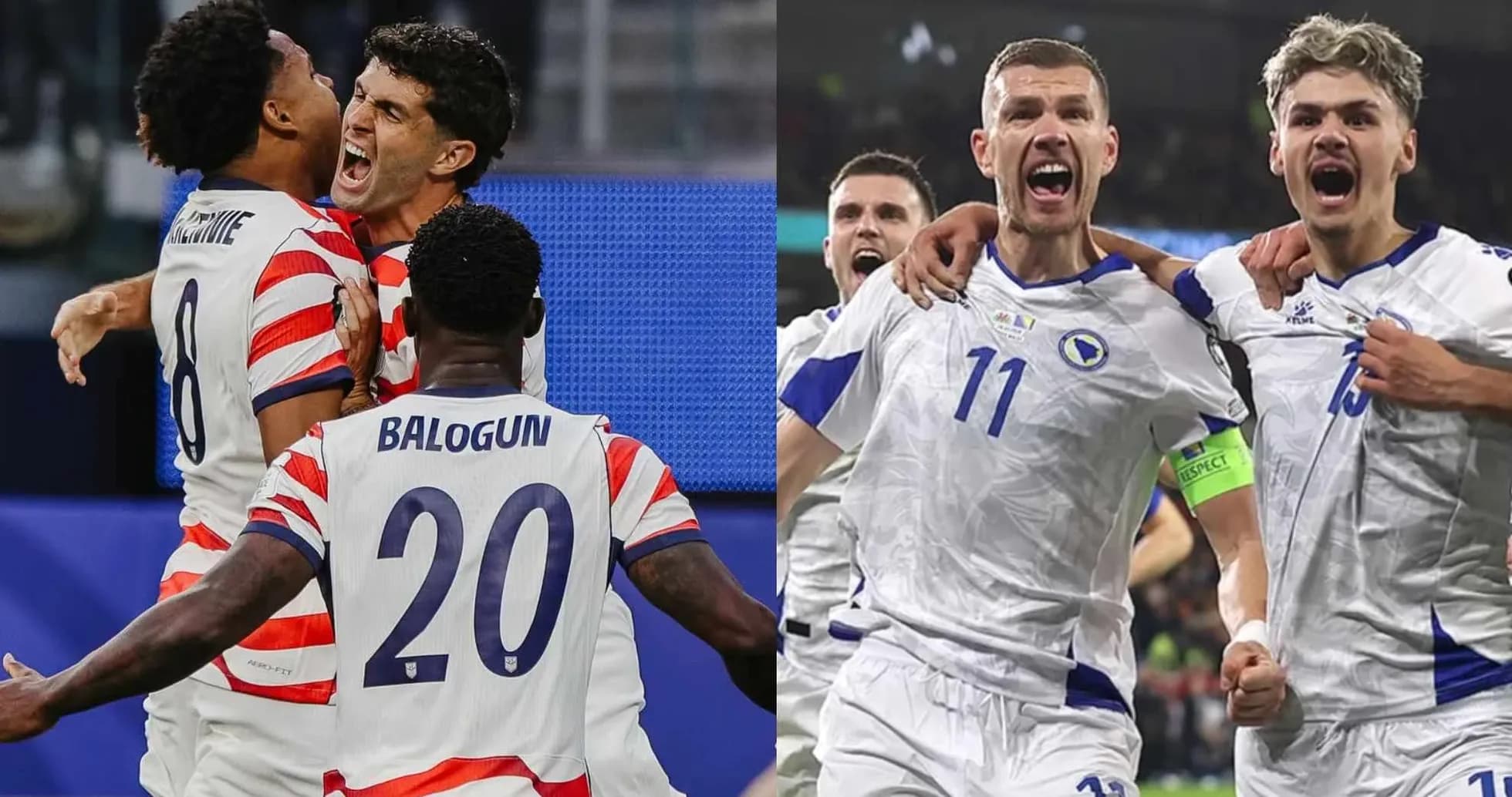 Jugadores celebrando goles en el partido