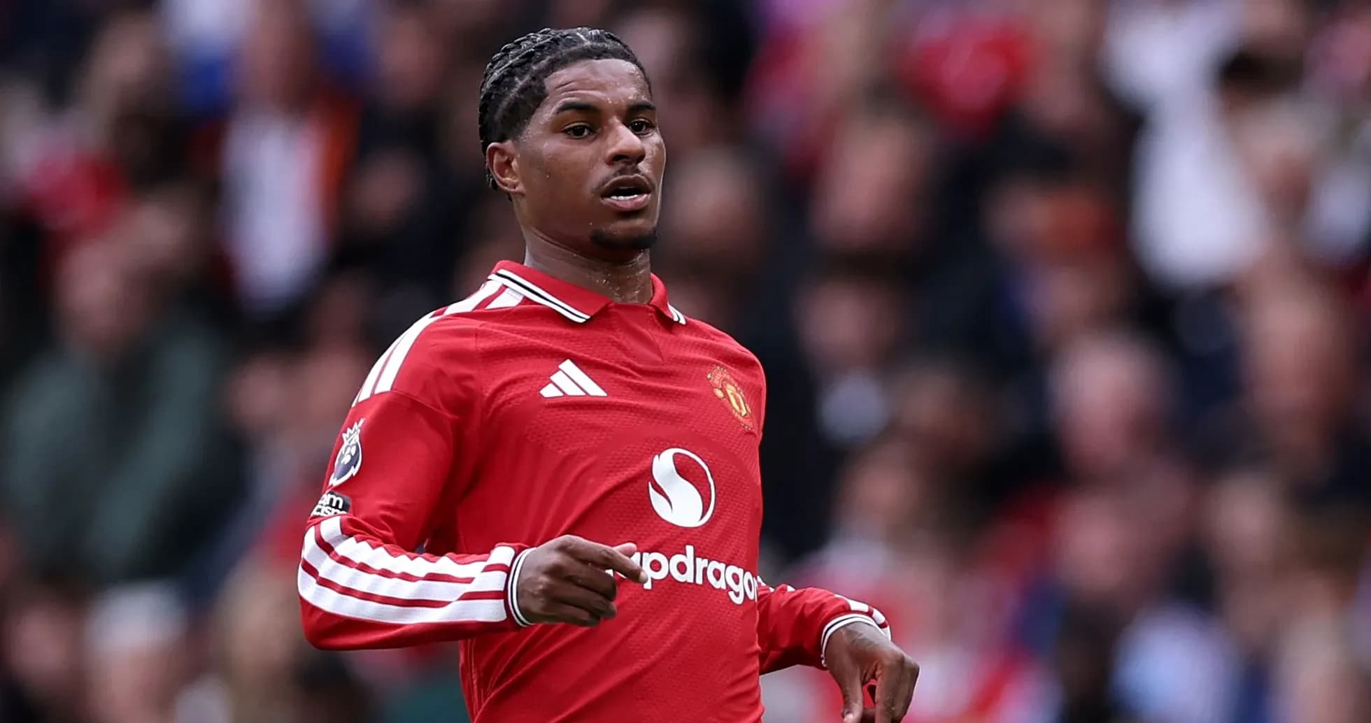 Jugador de Manchester United en acción durante el partido