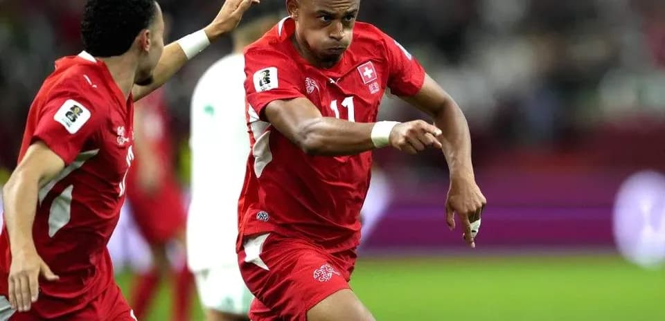 Jugadores de Suiza celebrando un gol
