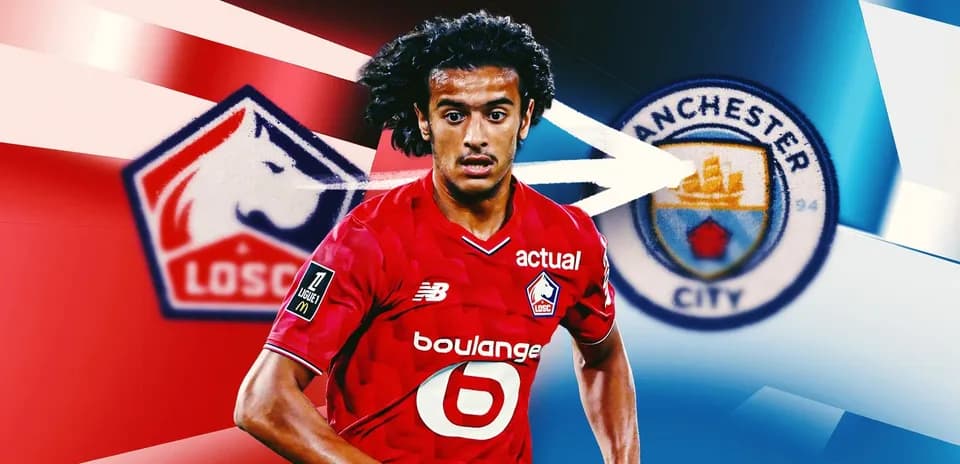 Jugador de LOSC Lille con logotipos de Manchester City